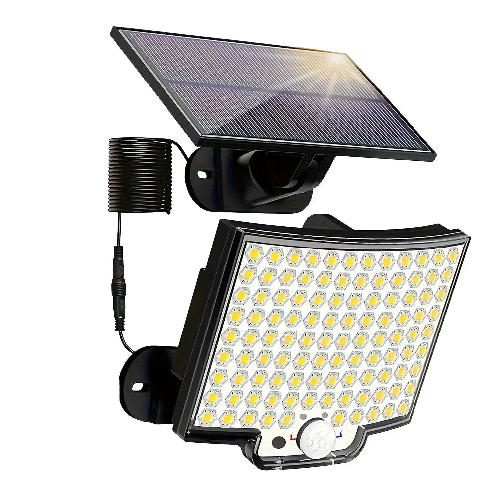 Solar Motion Sensor Wall Light – 106/144/280 LEDs, 120° Detection & Remote Control