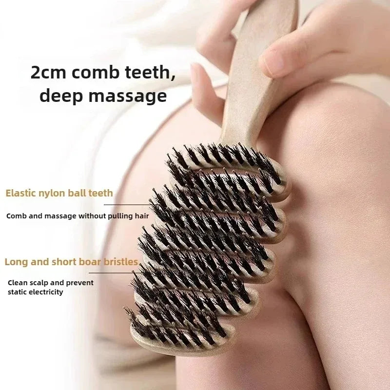 Boar Bristle Hair Brush – Ergonomic Handle, Detangling & Natural Shine