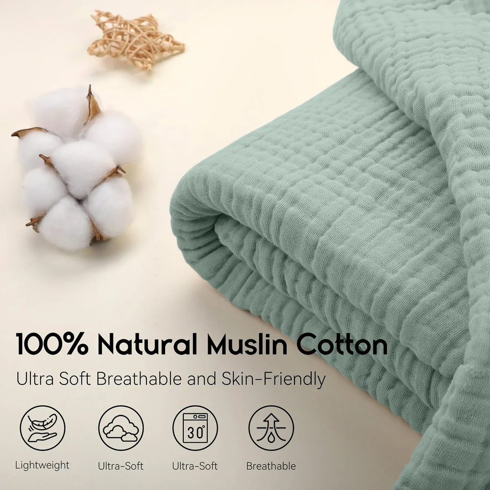 Muslin Throw Blanket – 100% Cotton, 6-Layer Breathable Weave & Three Sizes