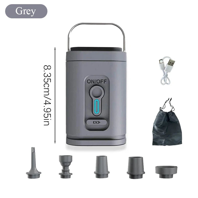 Cordless Electric Air Pump – 200L/min, USB-C Rechargeable & 5 Nozzles