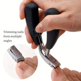 Wide-Jaw Nail Clipper – Stainless Steel, Splash Guard & Curved Blade
