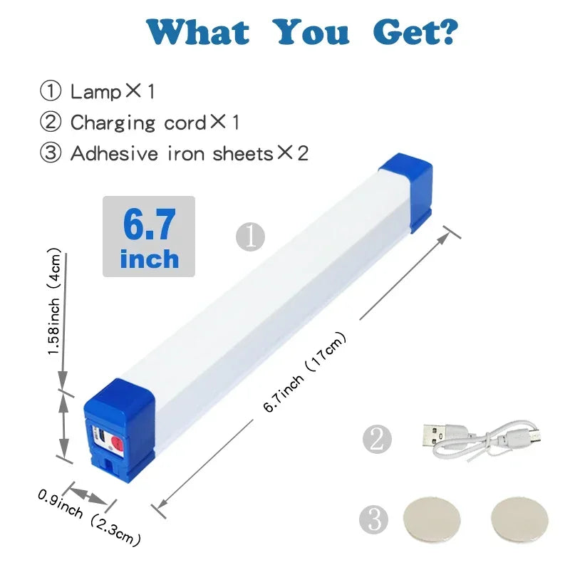 Rechargeable LED Tube Light – Magnetic, USB-Charging & 17/32/52cm Sizes