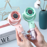 Handheld Misting Fan – 3 Speeds, Rechargeable Battery & Rotating Head