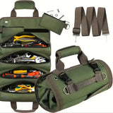 Roll-Up Tool Bag – Oxford Fabric, 4+ Zippered Pockets & Shoulder Strap