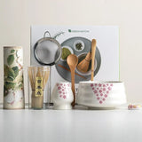Matcha Set 8-Piece Sakura Design Ceramic Bowl Bamboo Whisk Frother