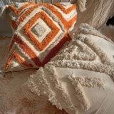 Tufted Throw Pillow – 45×45cm, Handwoven Texture & Geometric Pattern