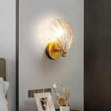 Glass Shell Wall Light – E14 Socket, Gold Metal Fixture & Clear/Cognac Glass
