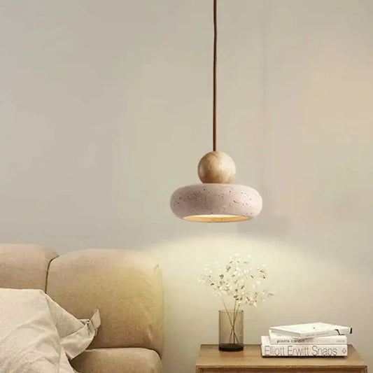 Stone & Wood Pendant Light – Vintage, Minimalist & Adjustable Cord Design