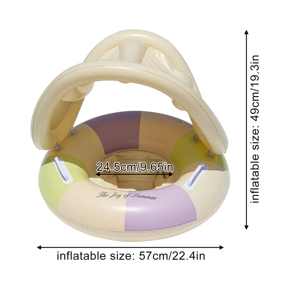 Inflatable Pool Float with Sun Canopy – PVC, Grip Handles & Shade