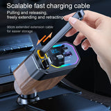 120W 4-in-1 Retractable Car Charger with USB-C & Cigarette Lighter Adapter - Vega