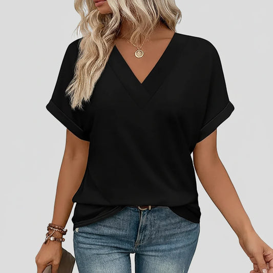 Women's T-Shirt – V-Neck, Short Sleeve & Loose Fit