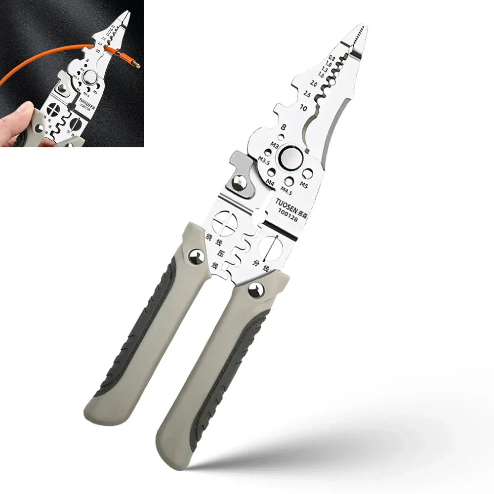 Multifunctional Wire Stripper Pliers – 7-in-1, 0.8-2.6mm Strip & Crimp, High-Carbon Steel