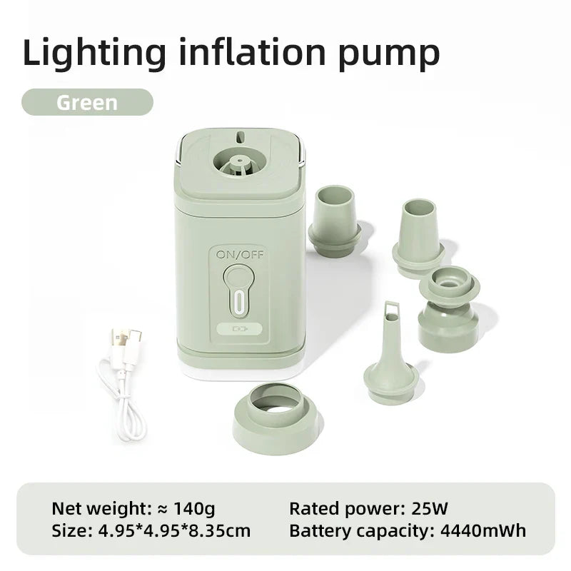 Electric Air Pump – USB Rechargeable, 2-in-1 Inflate & Deflate, Multiple Nozzles