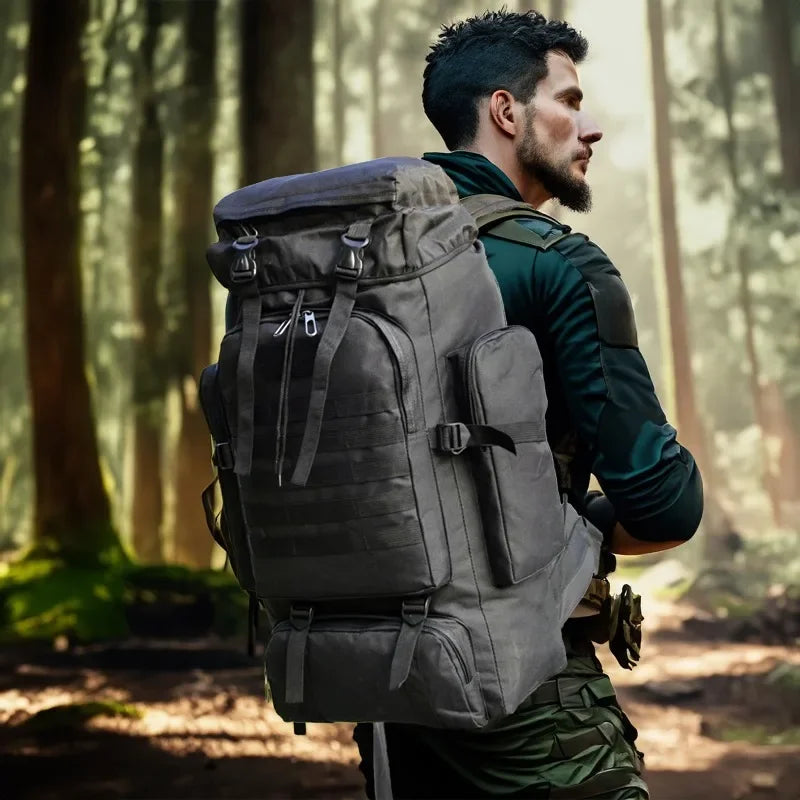 Tactical Hiking Backpack – 80L-100L, MOLLE System & Padded Hip Belt