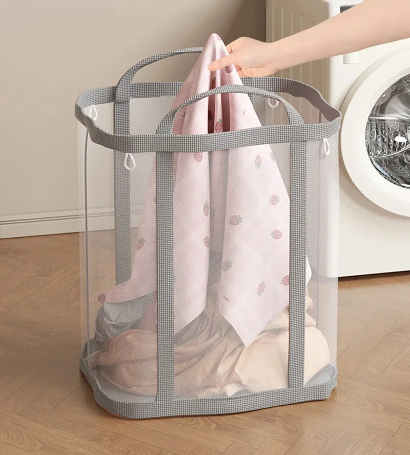 Foldable Mesh Laundry Hamper – Breathable, Carry Handles & Collapsible