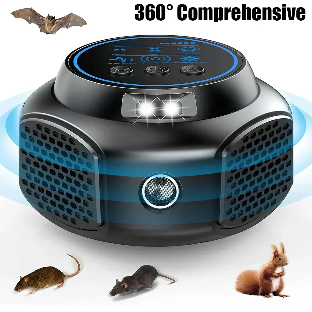 Ultrasonic Rodent Repeller – Plug-In, 4 Modes & 362m² Coverage for Mice & Rats