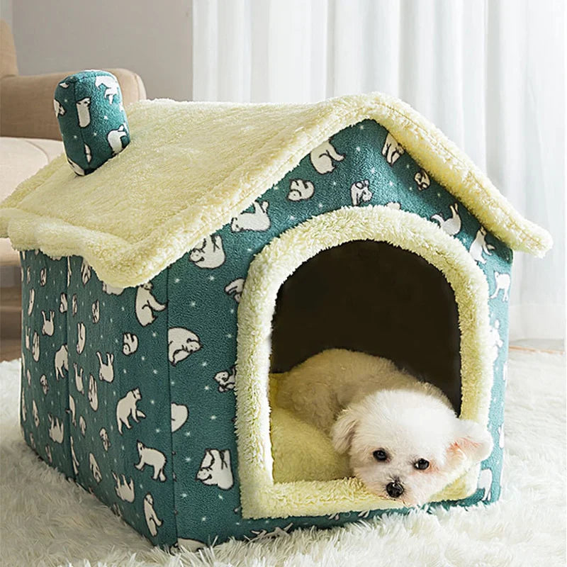Weiches Tierhaus-Bett für Katzen und kleine Hunde – Gemütliches Schlafhäuschen mit Kuschelfunktion