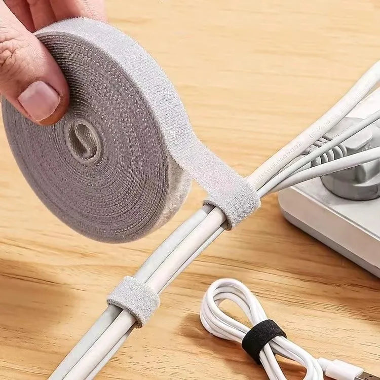 Cable Management Hook & Loop Tape – 5m Reusable, 2cm Wide & Grey Nylon