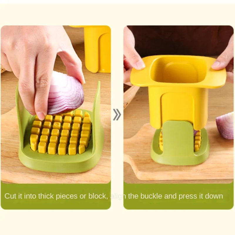 Vegetable Chopper & Fry Cutter – Push Press, Stainless Steel Blades & BPA-Free
