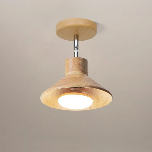 Ceiling Lamp – Natural Timber Finish, Cone Design & Adjustable Light Angle