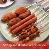 Wooden Handle BBQ Skewers – 304 Stainless Steel, Wide Flat Blade & Set of 10