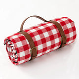 Waterproof Picnic Blanket – PEVA Backing, Foam Padded & Leather Carry Strap