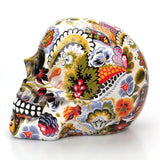 Mexican Floral Skull Figurine – Hand-Painted Resin, 18.5cm & Day of the Dead Decor