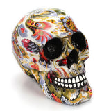 Mexican Floral Skull Figurine – Hand-Painted Resin, 18.5cm & Day of the Dead Decor