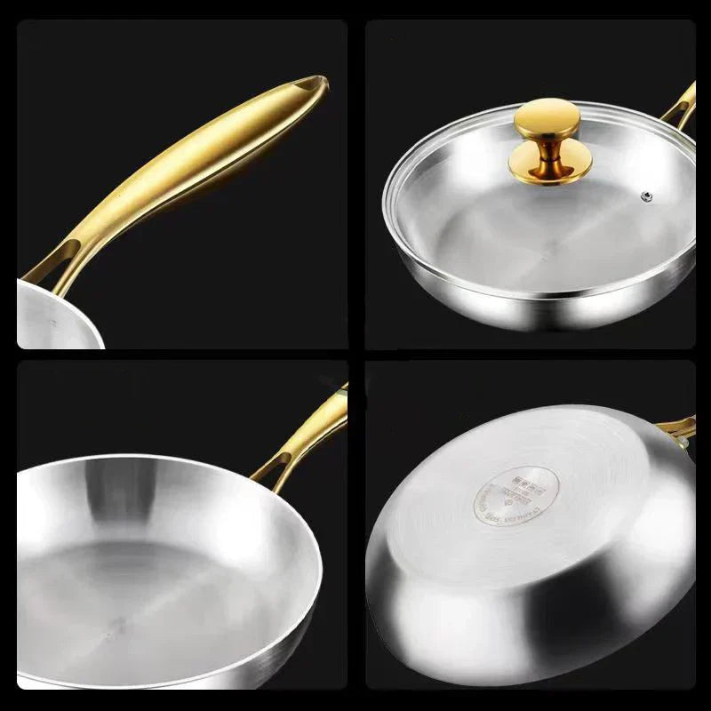 316 Stainless Steel Frying Pan – 7-Ply Uncoated, Gas & Induction Compatible