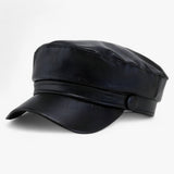Octagonal Leather Flat Cap – Unisex, PU Leather & Adjustable Newsboy Fit