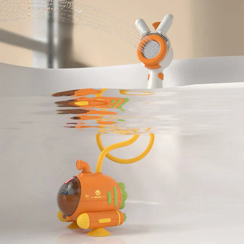 Submarine Bath Toy Shower Head – Gentle Spray, Flexible Hose & Suction Cup Mount