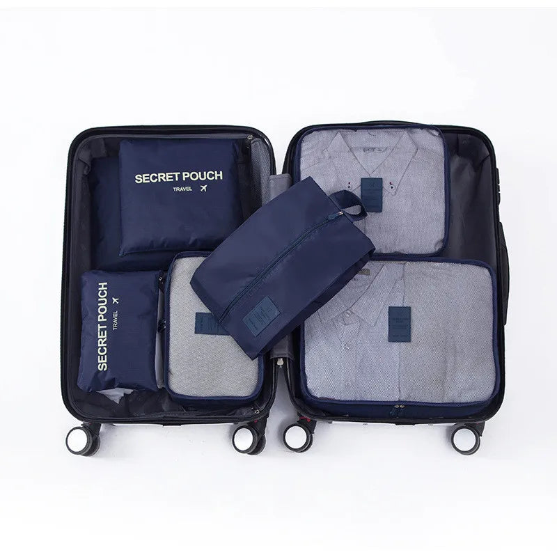 6-Piece Packing Cube Set – Waterproof Polyester, Breathable Mesh & Suitcase Organizer