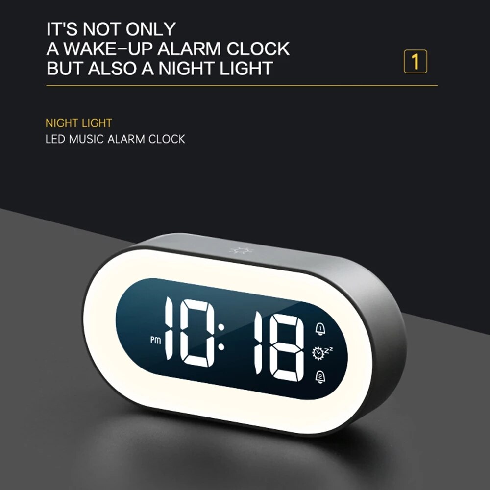 Lumino Digital Alarm Clock with Night Light
