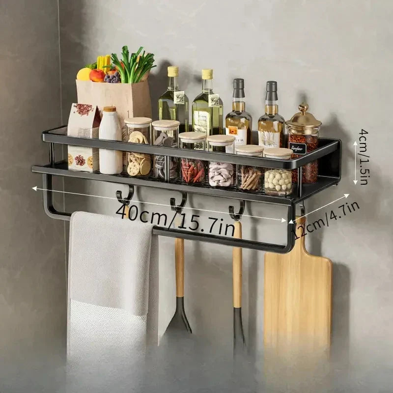 MetroRack – Modern Black Kitchen Wall Shelf