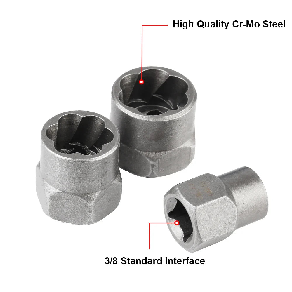 Bolt Extractor Set – 14-Piece, 6.35-19mm & Chrome-Molybdenum Steel
