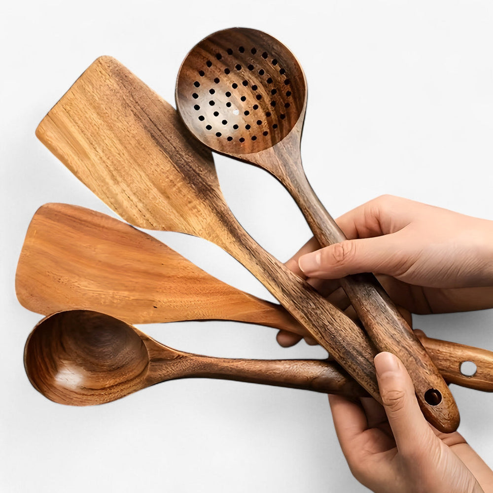 11-Piece Wooden Kitchen Utensil Set with Whisk – Durable & Eco-Friendly Cooking Tools