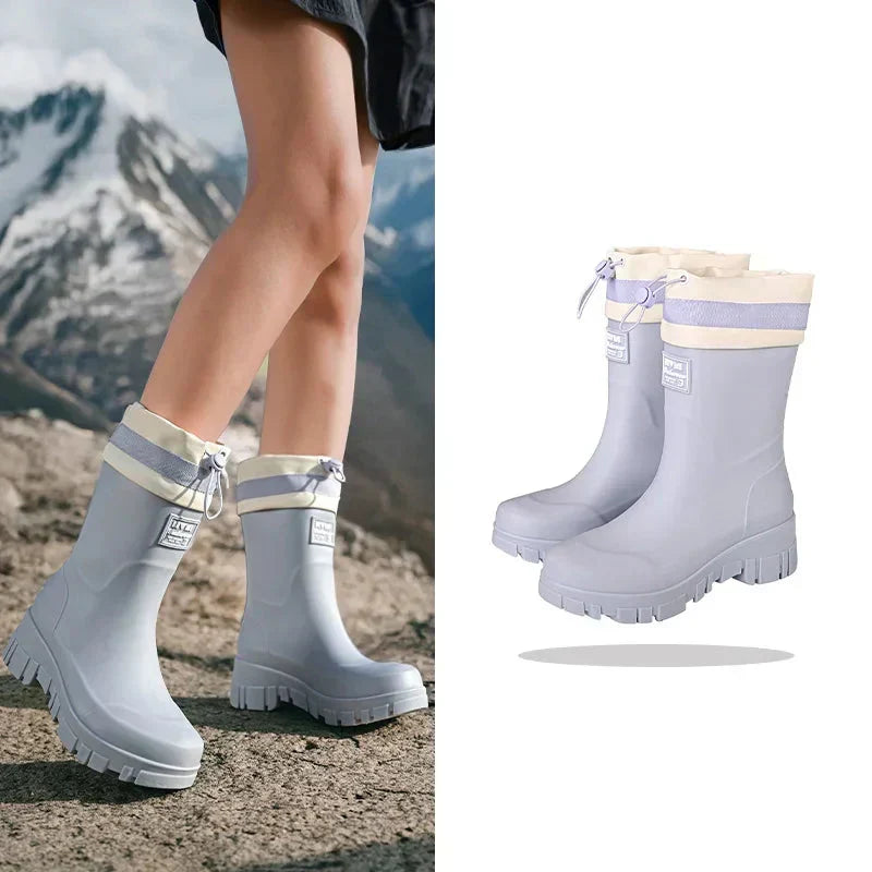 Arlena – Women's Retro Waterproof Rain Boots with Non-Slip Sole