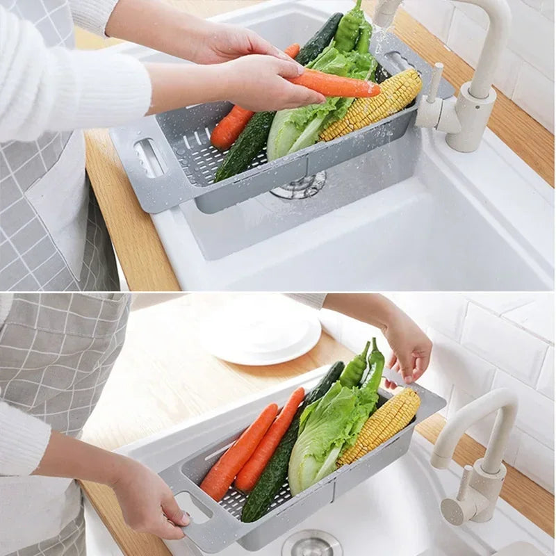Expandable Dish Drying Rack – Auto-Drain, Adjustable & Over-Sink Design