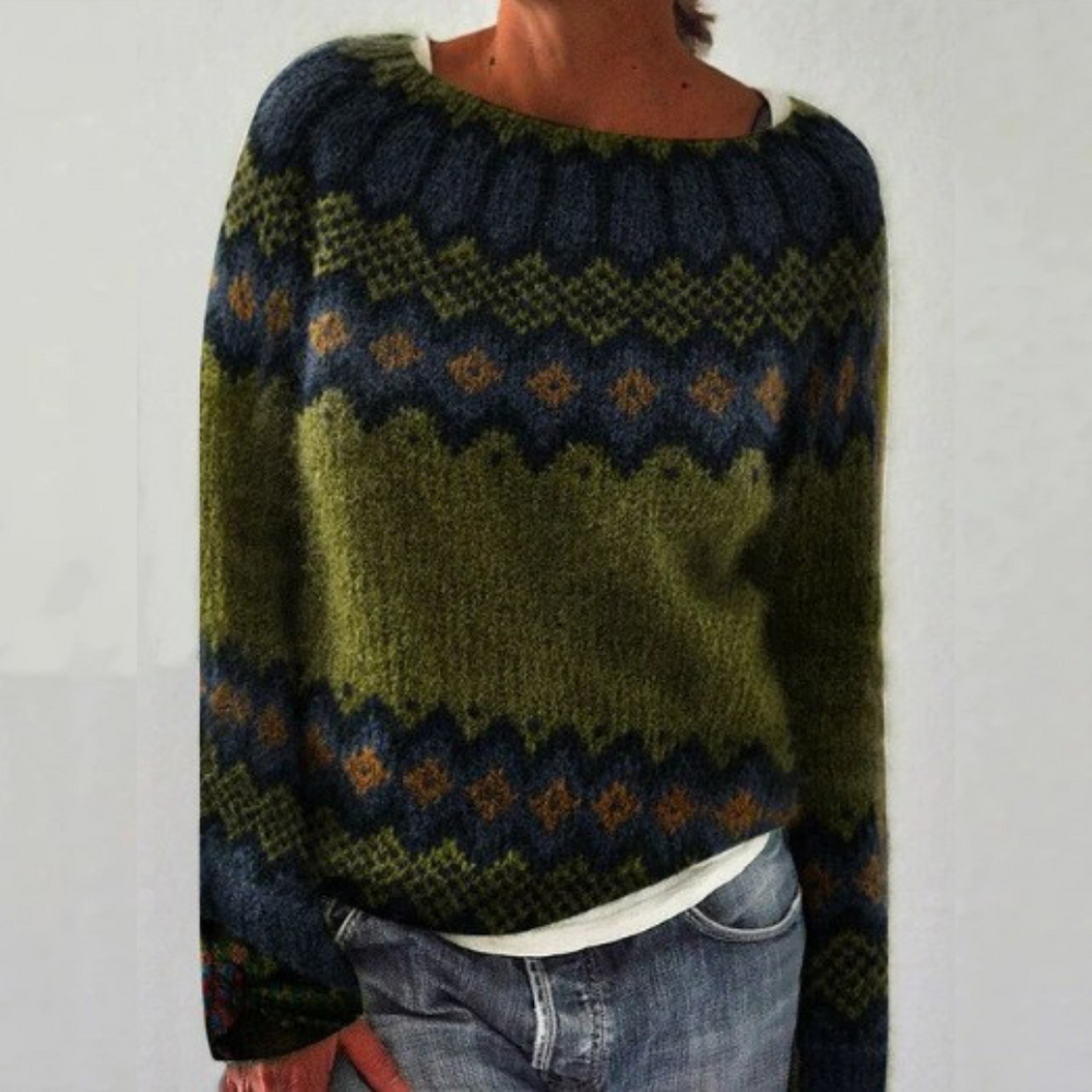 SILVIA Retro Pullover Sweater - Vintage Style Knitwear for Women