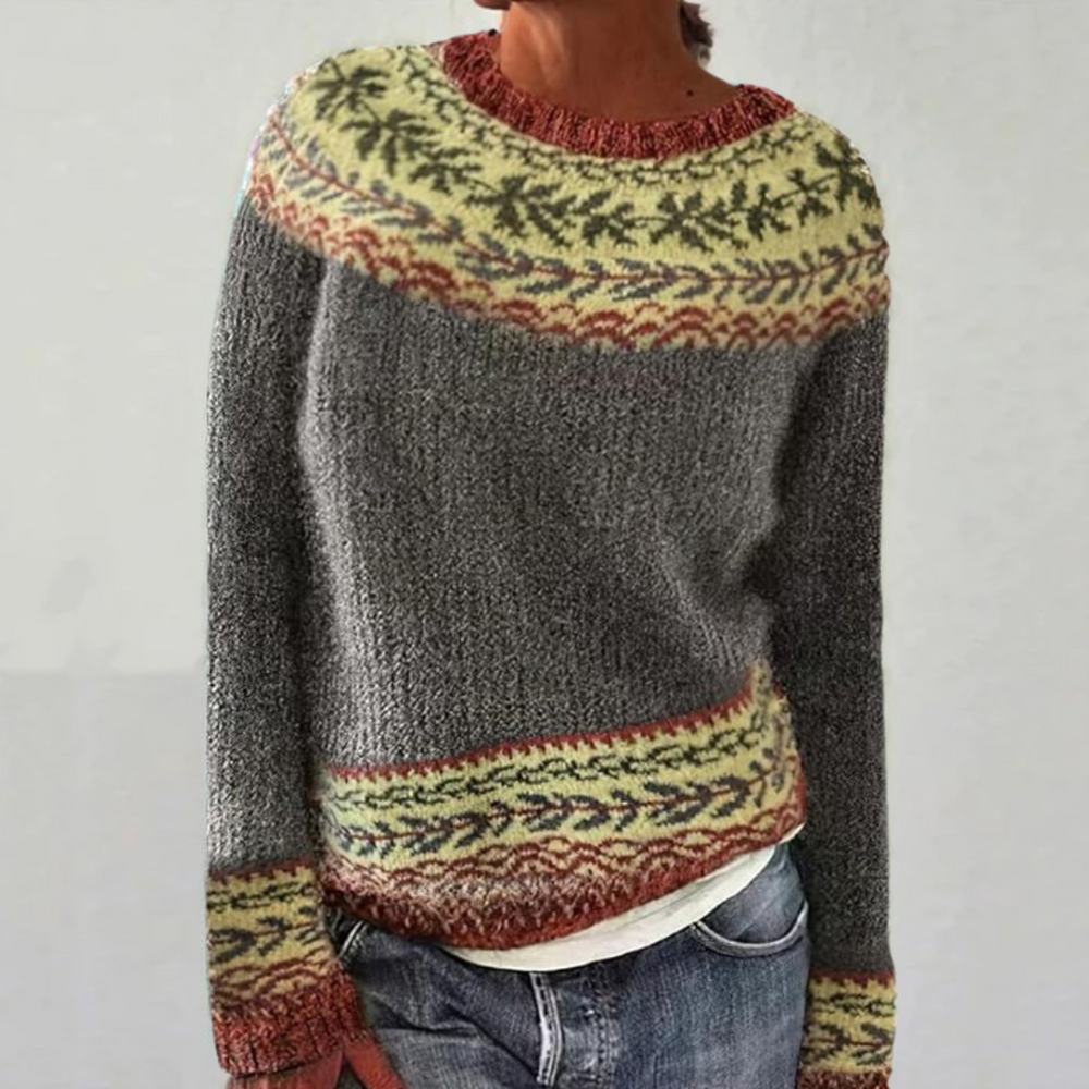 SILVIA Retro Pullover Sweater - Vintage-Inspired Knitwear for Women