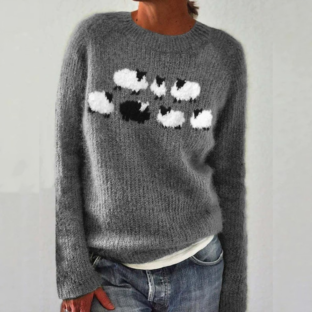 SILVIA Retro Pullover Sweater - Vintage-Inspired Knitwear for Women
