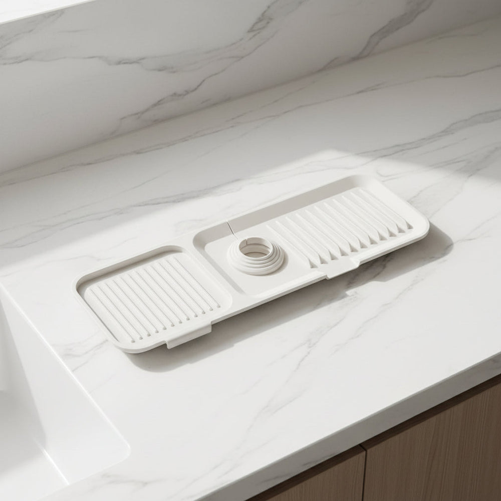 Sink Mat Silicone Faucet Drip Catcher Self Draining Design