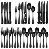 24-Piece Black Cutlery Set – Complete Dining Set for 4 People – Elegant Stainless Steel Flatware