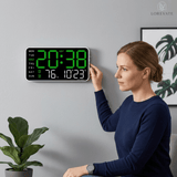 Digital LED Wall Clock – 21.5cm Display, Silent Operation & Time/Date/Temperature