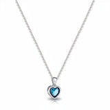 Silver Necklace Heart Pendant Sapphire Birthstone
