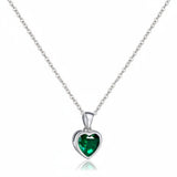 Silver Necklace Heart Pendant Sapphire Birthstone