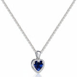 Silver Necklace Heart Pendant Sapphire Birthstone