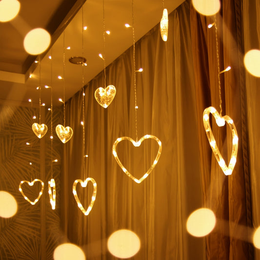 Heart Shaped String Lights – Warm White LED, Window Decor & Indoor Display