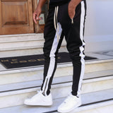 Joggers Men Slim Fit Side Stripe Athletic Sweatpants