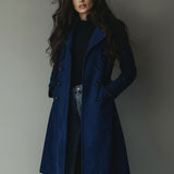 Women Trench Coat Suede Long Button Front Fall Outerwear